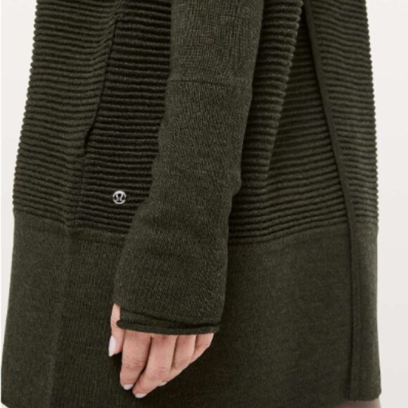 Lululemon Sit In Lotus Sweater Wrap 6 Heathered Dark Olive - Picture 5 of 8